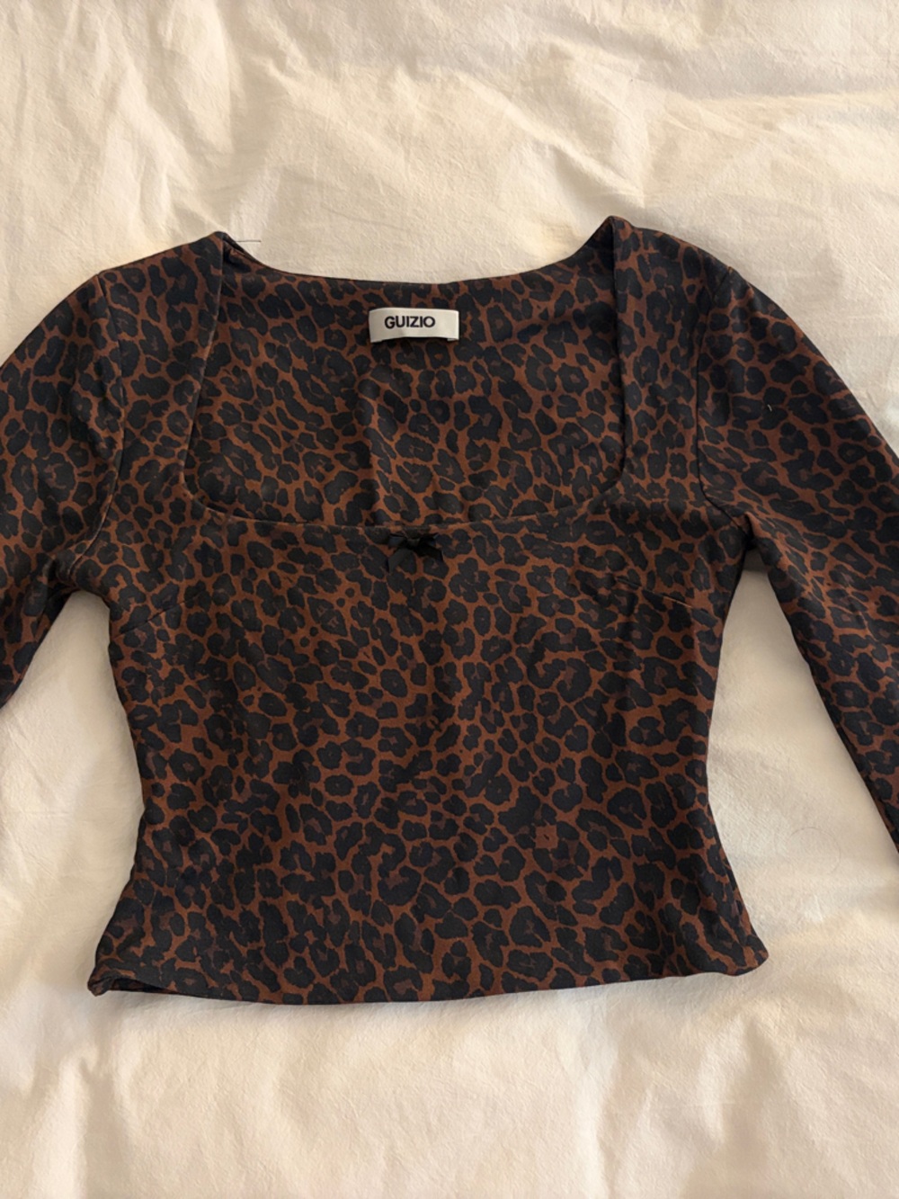 Danielle Guizio Nea Leopard Print Long Sleeve Top